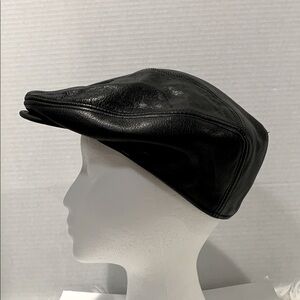 Leather Newsboy Black Classic Hat Men’s Sz S/M